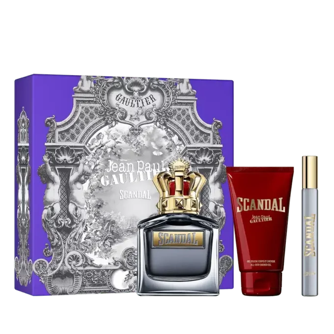 Scandal Pour Homme 3,4 Oz, αφρόλουτρο 2,5 Oz και σπρέι